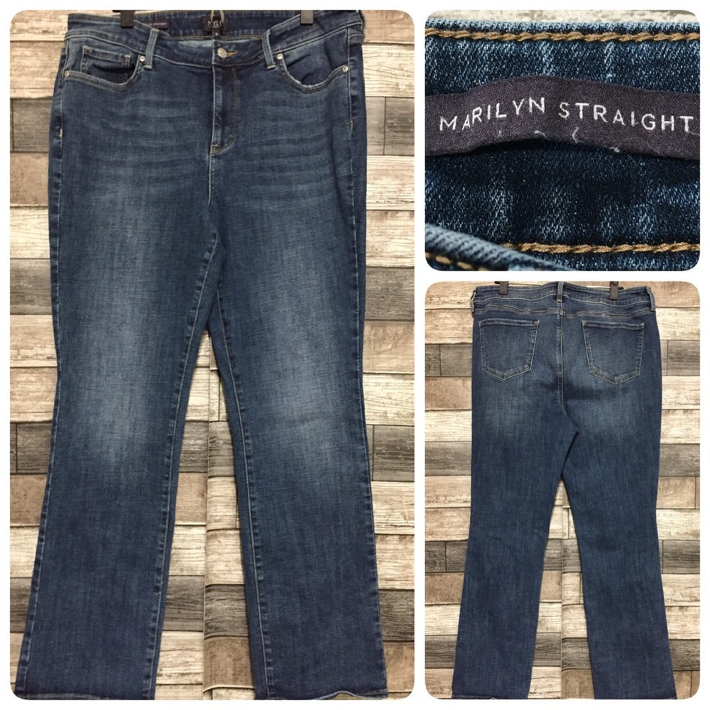 NYDJ Marilyn Straight Jeans Women’s 16 Blue Denim Stretch (Inseam 30)